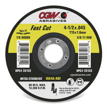 CGW Abrasives 35131 - Fast Cut Wheels - Metal/Stainless Steel