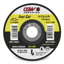 CGW Abrasives 35629 - Fast Cut 1/4" Depressed Center Grinding Wheels