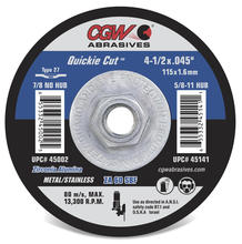 CGW Abrasives 45142 - Quickie Cut Reinforced Cut-Off Wheels, Type 27