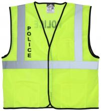 MCR Safety VCL2MLPLCX2 - MCR Safety VCL2MLPLCX2 Lime Mesh , Cl 2 Vest, Police Silkscreen