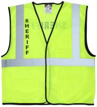 MCR Safety VCL2MLSHFM - MCR Safety VCL2MLSHFM Lime Mesh ,Cl 2 Vest, Sheriff Silkscreen