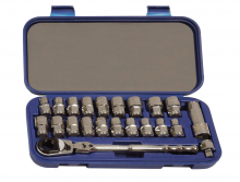 Williams JHW50671 - 22 pc 3/8" Drive -Point SAE & Metric Shallow Bolt Thru Socket Set Compact Case
