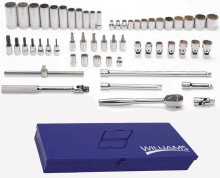 Williams JHWWSB-56F - 56 pc 3/8" Drive 8 & 12-Point SAE Shallow and Deep Socket and Drive Tool Set Packed Keep Safe Fo
