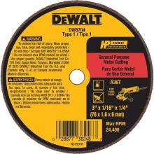 DEWALT DW8704 - DEWALT A36T Wheel, 3-Inch X 1/16-Inch X 1/4-Inch